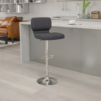 Flash Furniture CH-132330-BKFAB-GG Contemporary Black Fabric Adjustable Height Barstool
