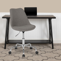 Flash Furniture CH-152783-LTGY-GG Aurora Series Mid-Back Light Gray Fabric Task Chair with Pneumatic Lift and Chrome Base 