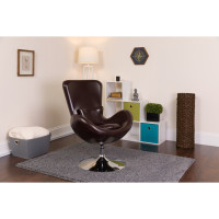 Flash Furniture Leather Egg Series Reception-Lounge-Side Chair in Brown