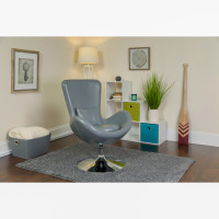 Flash Furniture Leather Egg Series Reception-Lounge-Side Chair in Gray