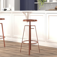 Flash Furniture CH-181070-26S-ROS-GG Toledo Industrial Style Barstool with Swivel Lift Adjustable Height Seat in Rose Gold Finish 
