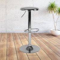 Flash Furniture CH-181220-CH-GG Madrid Series Adjustable Height Retro Barstool in Chrome Finish 