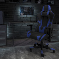 Flash Furniture CH-187230-1-BL-GG X20 Gaming Chair Racing Office Ergonomic Computer PC Adjustable Swivel Chair with Reclining Back in Blue LeatherSoft
