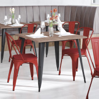 Flash Furniture CH-31230-RED-PL1R-GG Perry Commercial Grade Red Metal Indoor-Outdoor Stackable Chair with Red Poly Resin Wood Seat