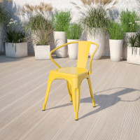 Flash Furniture CH-31270-YL-GG Yellow Metal Indoor-Outdoor Chair with Arms
