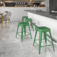 Flash Furniture CH-31320-24-GN-GG Backless Metal Barstool in Green