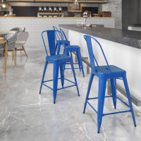 Flash Furniture CH-31320-24GB-BL-GG Metal Bar Stool in Blue