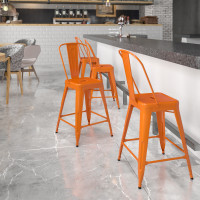 Flash Furniture CH-31320-24GB-OR-GG Metal Bar Stool in Orange
