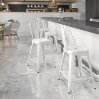 Flash Furniture CH-31320-24GB-WH-GG Metal Bar Stool in White