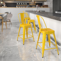 Flash Furniture CH-31320-24GB-YL-GG Metal Bar Stool in Yellow