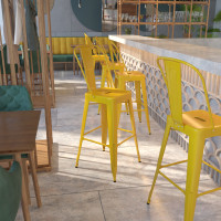 Flash Furniture CH-31320-30GB-YL-GG Metal Bar Stool in Yellow