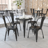 Flash Furniture CH-31330-2-30-BK-GG Metal Table Set in Black