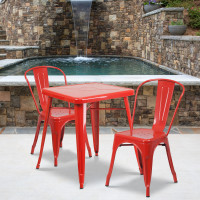 Flash Furniture CH-31330-2-30-RED-GG Metal Table Set in Red