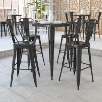 Flash Furniture CH-31330B-2-30GB-BK-GG Metal Bar Table Set in Black
