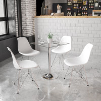 Flash Furniture CH-4-GG 23.75" Square Glass Table with 30"H Chrome Base
