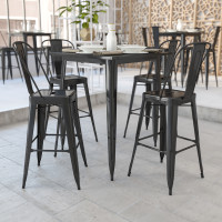 Flash Furniture CH-51040-40-BK-GG 31.5" Square Bar Height Black Metal Indoor-Outdoor Table