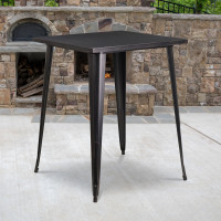 Flash Furniture CH-51040-40-BQ-GG 31.5" Square Bar Height Black-Antique Gold Metal Indoor-Outdoor Table