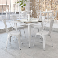 Flash Furniture CH-51050-29-WH-GG 35.5" Square White Metal Indoor-Outdoor Table