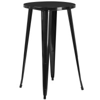 Flash Furniture CH-51080-40-BK-GG 24'' Round Metal Indoor-Outdoor Bar Height Table in Black