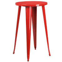 Flash Furniture CH-51080-40-RED-GG 24'' Round Metal Indoor-Outdoor Bar Height Table in Red
