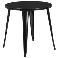 Flash Furniture CH-51090-29-BK-GG 30'' Round Metal Indoor-Outdoor Table in Black