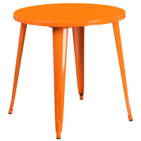 Flash Furniture CH-51090-29-OR-GG 30'' Round Metal Indoor-Outdoor Table in Orange