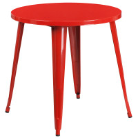 Flash Furniture CH-51090-29-RED-GG 30'' Round Metal Indoor-Outdoor Table in Red