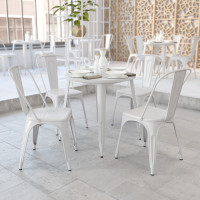 Flash Furniture CH-51090-29-WH-GG 30'' Round Metal Indoor-Outdoor Table in White