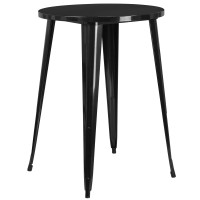Flash Furniture CH-51090-40-BK-GG 30'' Round Metal Indoor-Outdoor Bar Height Table in Black