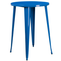 Flash Furniture CH-51090-40-BL-GG 30'' Round Metal Indoor-Outdoor Bar Height Table in Blue
