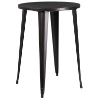 Flash Furniture CH-51090-40-BQ-GG 30'' Round Metal Indoor-Outdoor Bar Height Table in Black / Antique Gold