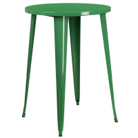 Flash Furniture CH-51090-40-GN-GG 30'' Round Metal Indoor-Outdoor Bar Height Table in Green