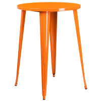 Flash Furniture CH-51090-40-OR-GG 30'' Round Metal Indoor-Outdoor Bar Height Table in Orange
