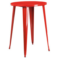 Flash Furniture CH-51090-40-RED-GG 30'' Round Metal Indoor-Outdoor Bar Height Table in Red