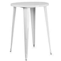 Flash Furniture CH-51090-40-WH-GG 30'' Round Metal Indoor-Outdoor Bar Height Table in White