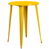 Flash Furniture CH-51090-40-YL-GG 30'' Round Metal Indoor-Outdoor Bar Height Table in Yellow