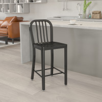Flash Furniture CH-61200-24-BK-GG 24" Metal Stool with Back in Black