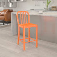Flash Furniture CH-61200-24-OR-GG 24" Metal Stool with Back in Orange
