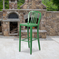 Flash Furniture CH-61200-30-GN-GG 30" Metal Stool with Back in Green