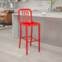 Flash Furniture CH-61200-30-RED-GG 30" Metal Stool with Back in Red