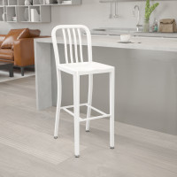 Flash Furniture CH-61200-30-WH-GG 30" Metal Stool with Back in White