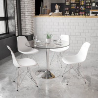 Flash Furniture CH-8-GG 39.25'' Round Glass Table With 29'' H Chrome Base in Clear
