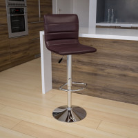 Flash Furniture Contemporary Brown Vinyl Adjustable Height Bar Stool with Chrome Base CH-92023-1-BRN-GG