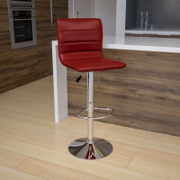 Flash Furniture Contemporary Burgundy Vinyl Adjustable Height Bar Stool with Chrome Base CH-92023-1-BURG-GG