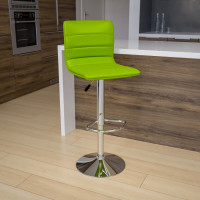 Flash Furniture Contemporary Green Vinyl Adjustable Height Bar Stool with Chrome Base CH-92023-1-GRN-GG