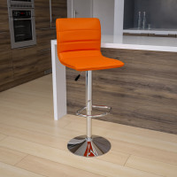 Flash Furniture Contemporary Orange Vinyl Adjustable Height Bar Stool with Chrome Base CH-92023-1-ORG-GG