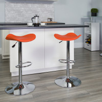 Flash Furniture Contemporary Orange Vinyl Adjustable Height Bar Stool with Chrome Base CH-TC3-1002-ORG-GG