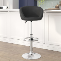 Flash Furniture CH-TC3-1066L-BK-GG Contemporary Black Vinyl Adjustable Height Barstool