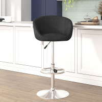 Flash Furniture CH-TC3-1066L-BKFAB-GG Contemporary Black Fabric Adjustable Height Barstool