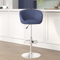 Flash Furniture CH-TC3-1066L-BLFAB-GG Contemporary Blue Fabric Adjustable Height Barstool